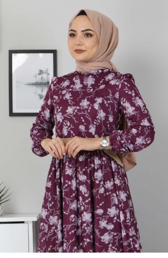 Plum Hijab Dress 10024.Mürdüm