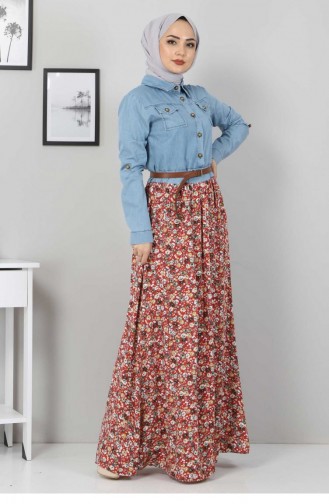 Çiçekli Anne Elbise 10764 Bordo