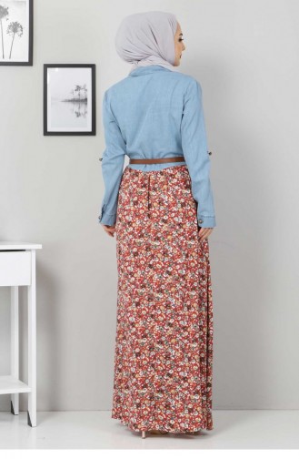 Çiçekli Anne Elbise 10764 Bordo