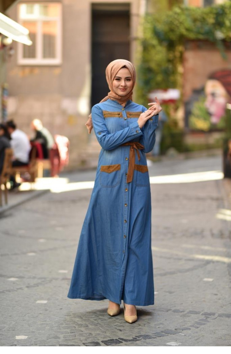 New model discount denim abaya