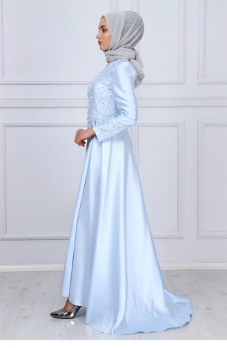 Blue Hijab Evening Dress 8619-48.Mavi