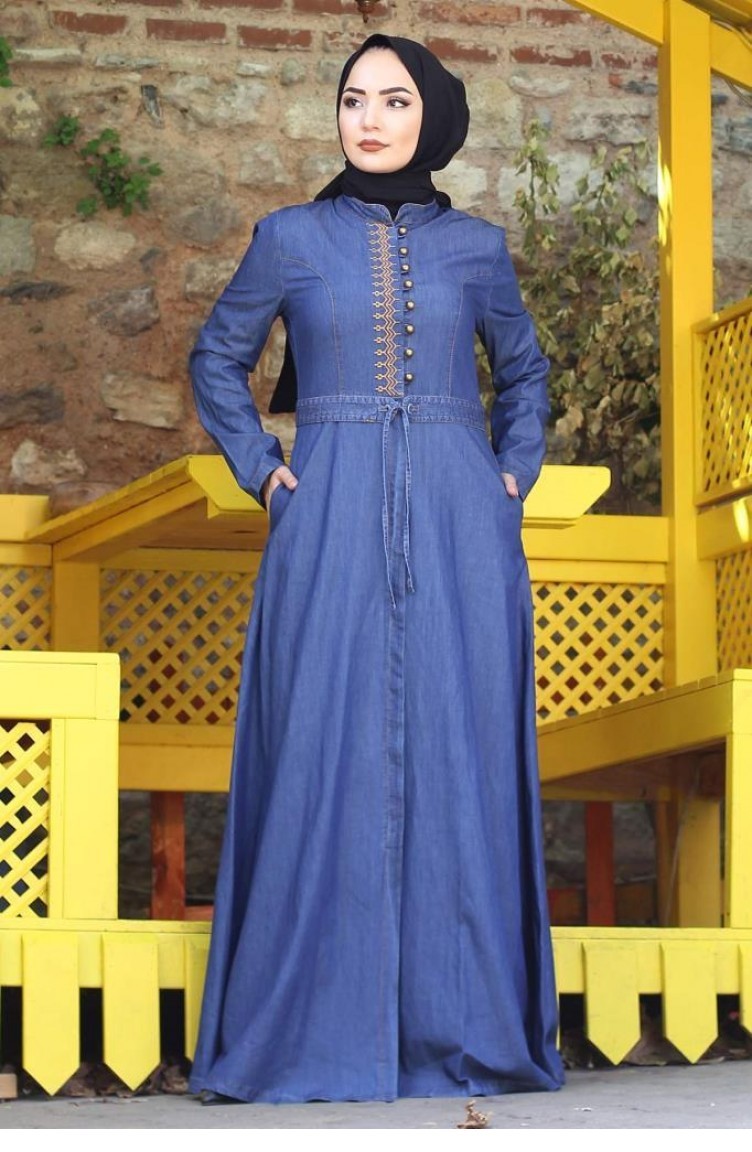 New design denim abaya discount