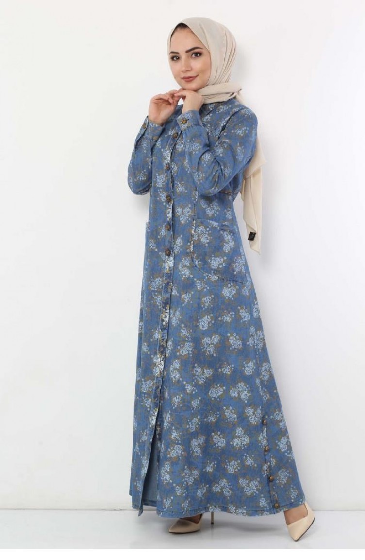 Printed clearance denim abaya