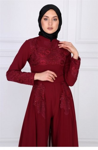 Weinrot Hijab-Abendkleider 9304-2-48.Bordo