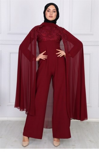 Weinrot Hijab-Abendkleider 9304-2-48.Bordo