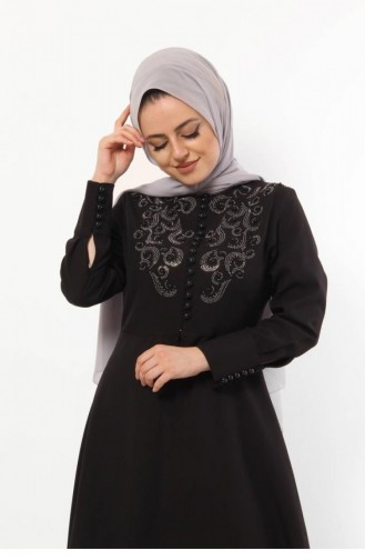 Önden Yırtmaçlı Tesettür Kombin 9340 3 Siyah