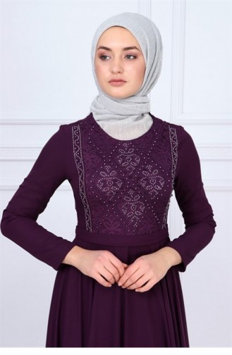 Purple İslamitische Avondjurk 9346-01