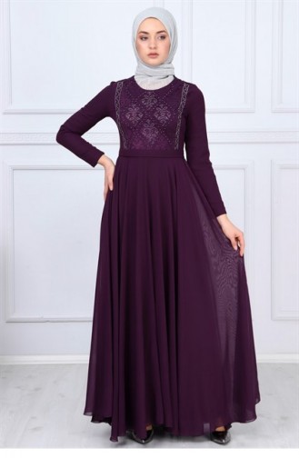 Lila Hijab-Abendkleider 9346-01