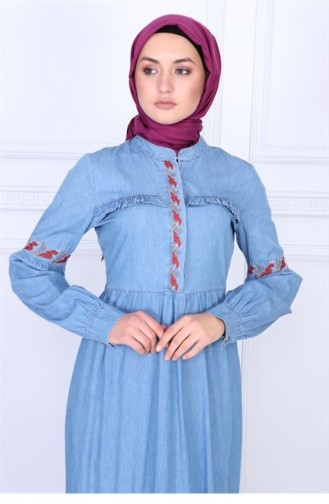 Jeans Blue İslamitische Jurk 9758-1-48.Açık Kot