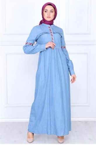 Jeans Blue İslamitische Jurk 9758-1-48.Açık Kot