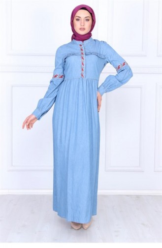 Jeans Blue İslamitische Jurk 9758-1-48.Açık Kot