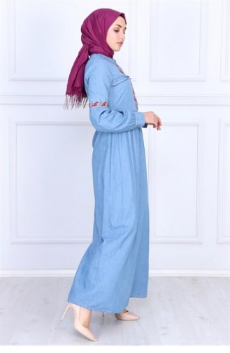 Jeans Blue İslamitische Jurk 9758-1-48.Açık Kot