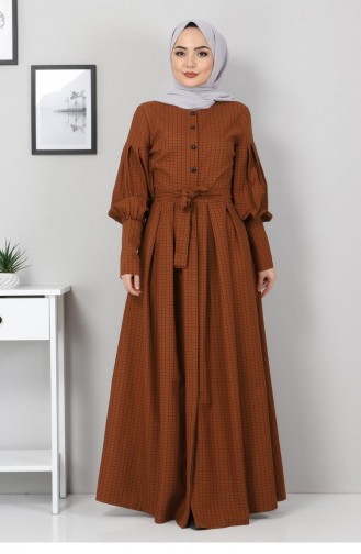Tobacco Brown İslamitische Jurk 9921-13.Taba