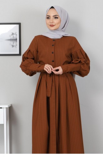 Tobacco Brown İslamitische Jurk 9921-13.Taba