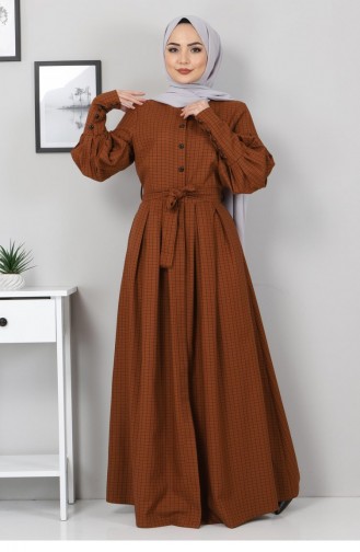 Tobacco Brown İslamitische Jurk 9921-13.Taba