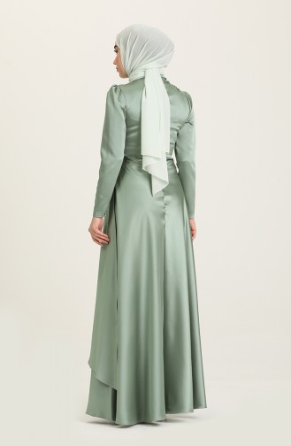 Green Almond Hijab Evening Dress 4908-03