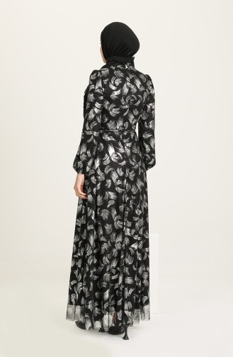 Silver Gray Hijab Evening Dress 4923-02