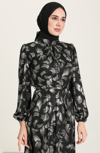 Silver Gray Hijab Evening Dress 4923-02