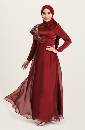 Weinrot Hijab-Abendkleider 4931-01