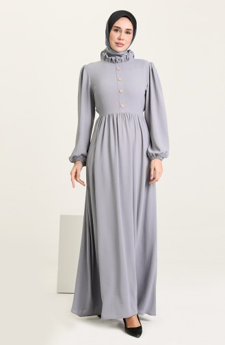 Grau Hijab Kleider 8398-01