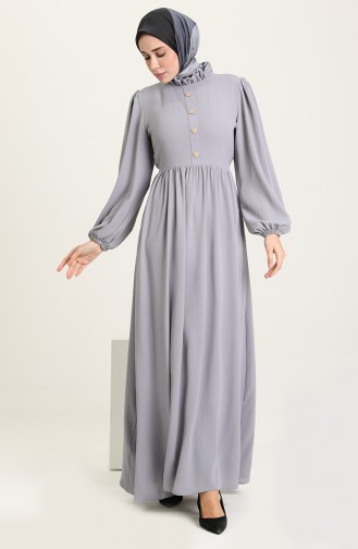 Grau Hijab Kleider 8398-01