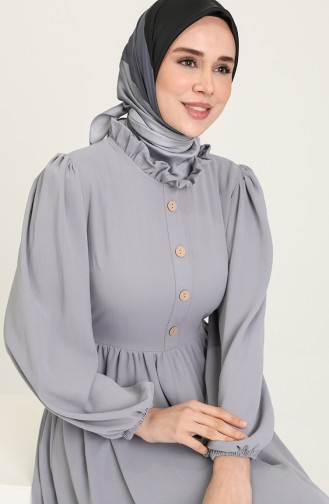 Grau Hijab Kleider 8398-01