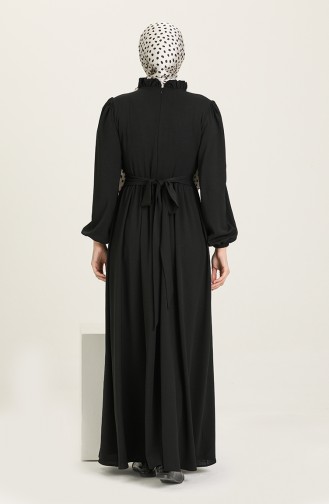 Schwarz Hijab Kleider 8398-02