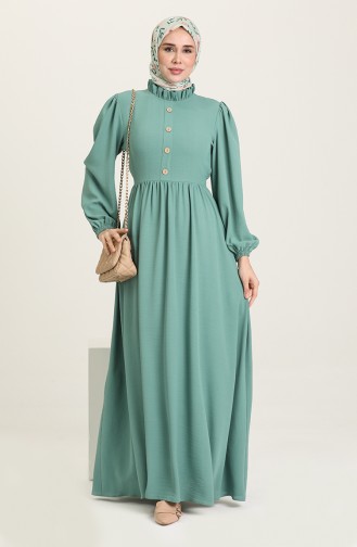 Green Almond Hijab Dress 8398-03
