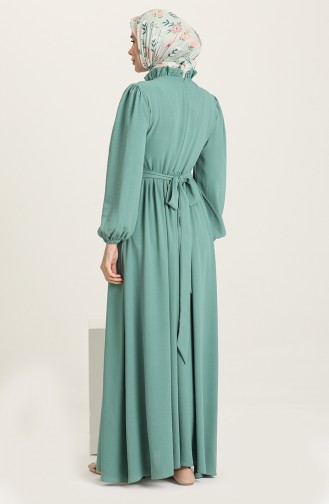 Unreife Mandelgrün Hijab Kleider 8398-03