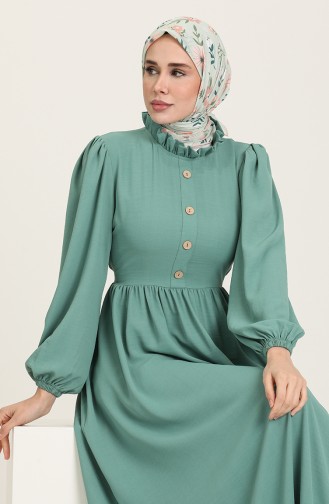 Minahill Büzgülü Kuşaklı Elbise 8398-03 Çağla Yeşili