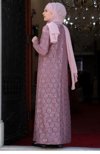Papatya Hijab Abendkleid Amine Hüma 1782A-01 Puder 1782A-01