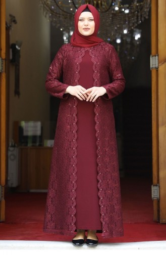 Claret red İslamitische Avondjurk 1974