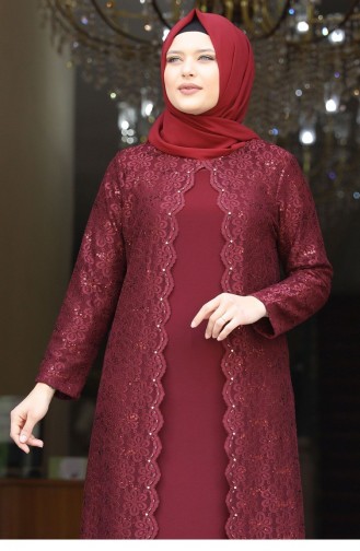 Claret red İslamitische Avondjurk 1974