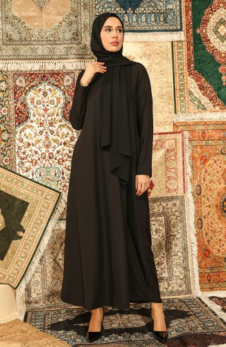 Cepli Krep Elbise 3363-01 Siyah