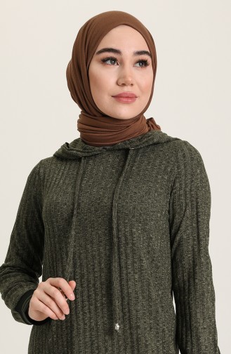 Khaki Hijab Kleider 3056-01