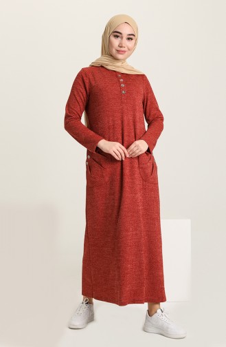 Brick Red Hijab Dress 3070-03