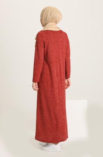 Brick Red Hijab Dress 3070-03