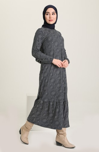 Navy Blue Hijab Dress 850001A-01
