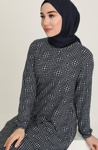 Navy Blue Hijab Dress 850001A-01
