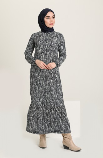 Navy Blue Hijab Dress 850001B-01
