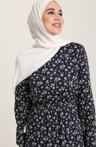 Navy Blue Hijab Dress 60209-02