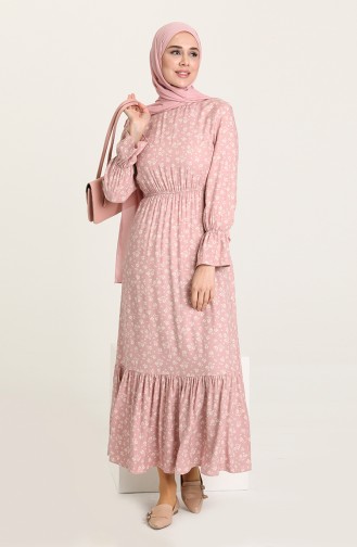 Beige-Rose Hijab Kleider 60209-03