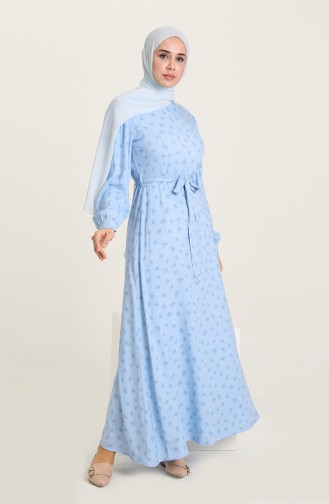 Blau Hijab Kleider 60238-01