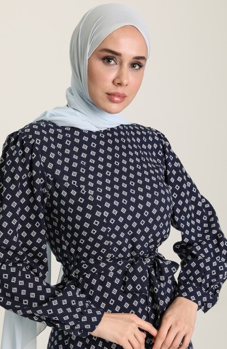 Navy Blue Hijab Dress 60242-01