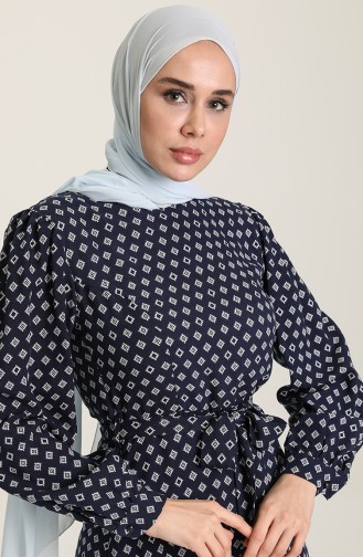 Navy Blue İslamitische Jurk 60242-01