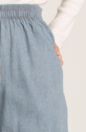 Saçaklı Kot Pantolon 3604-01 Buz Mavisi