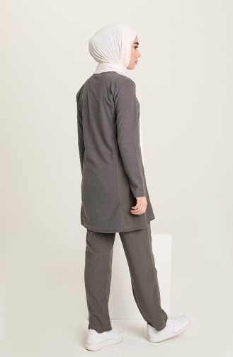 Fitilli Fermuarlı Tunik Pantolon İkili Takım 20004-03 Gri