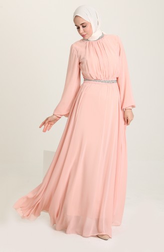 Lachsrosa Hijab-Abendkleider 5339-17