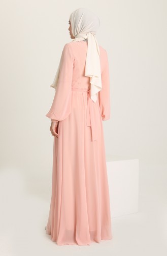 Salmon Hijab Evening Dress 5339-17