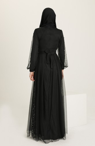 Black Hijab Evening Dress 5632-08